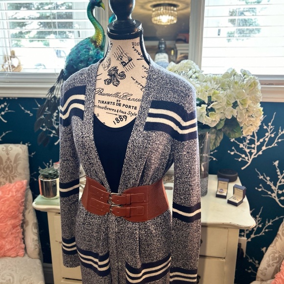 BEAUTIFUL, aerie , long blue and white cardigan, size S - Picture 9 of 13